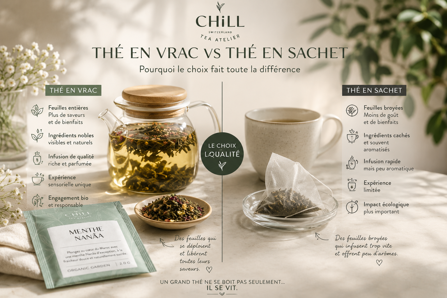 Pourquoi le thé en vrac est-il meilleur que le thé en sachet industriel ?