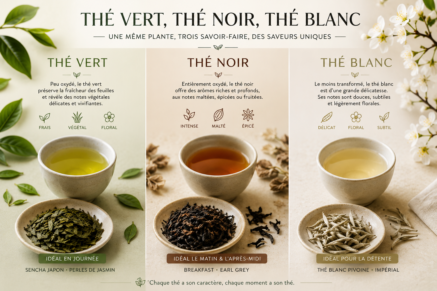 Thé vert, thé noir, thé blanc : quelles sont les vraies différences ?